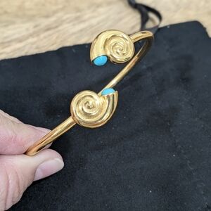 Gold and Turquoise Conch Cuff